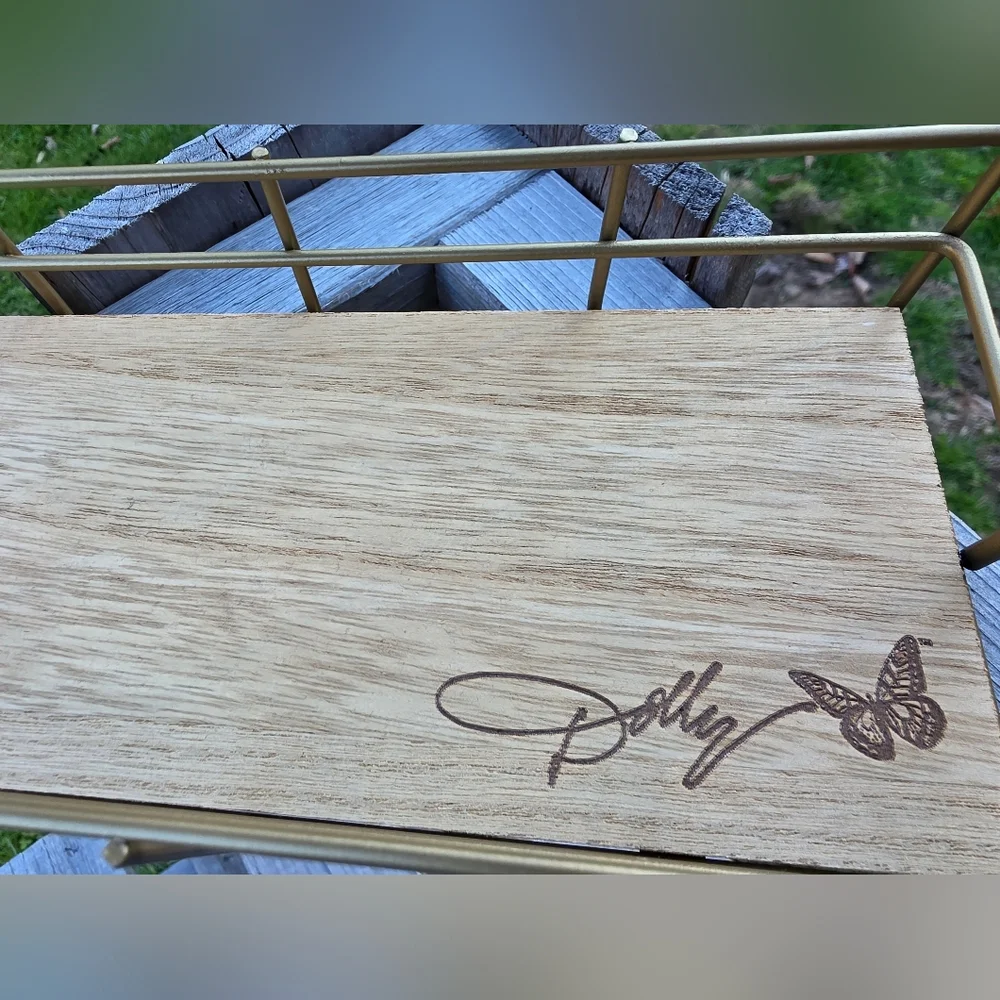 Dolly Parton 2 Tier Butterfly Serving Tray Server Shelf Wood and Metal Signature